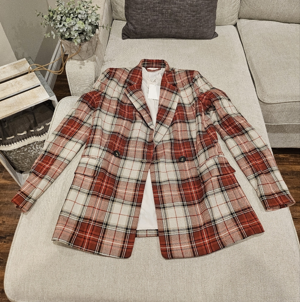 Brand new H&M Plaid Red Women's Jacket  2 XS S